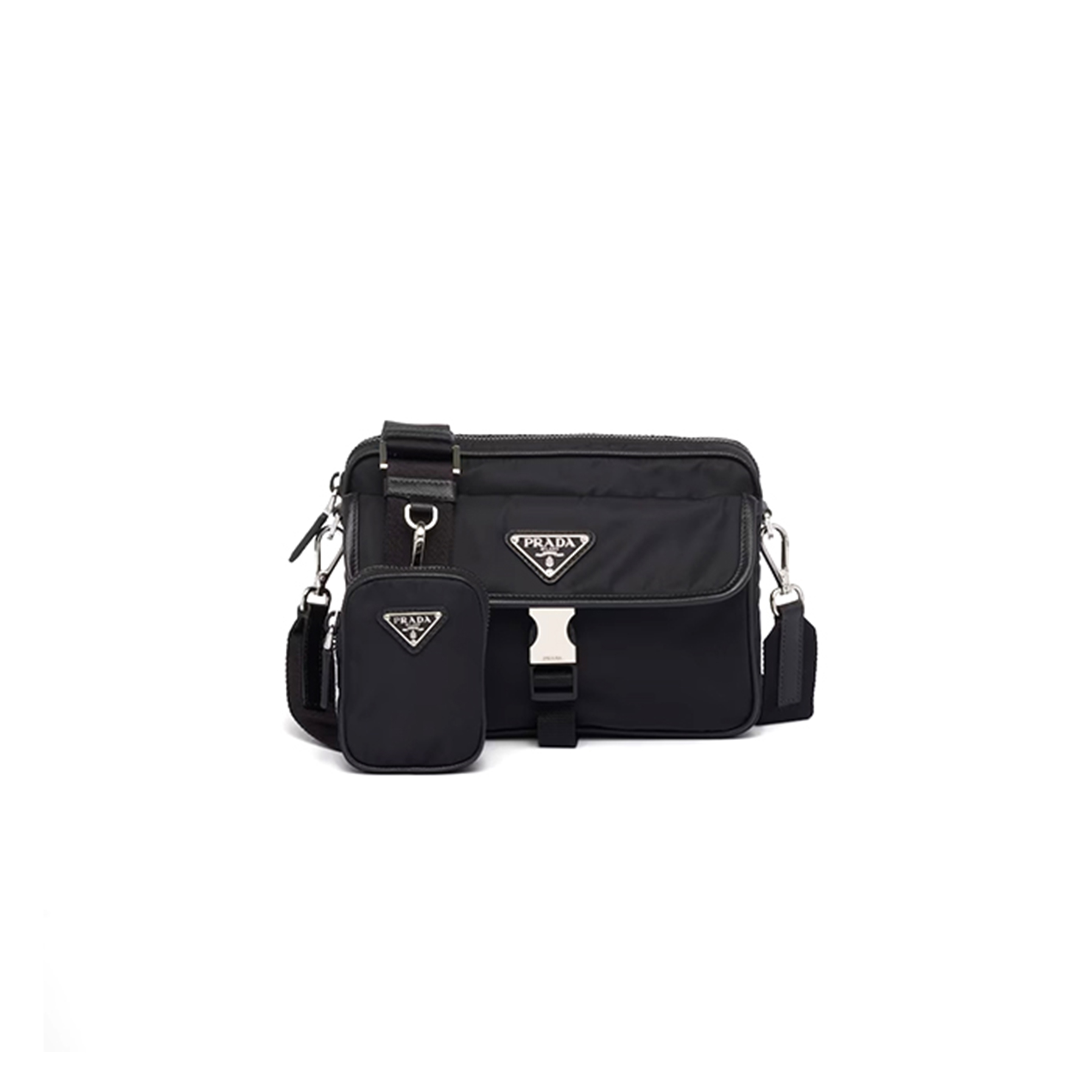 PRADA RE-NYLON AND SAFFIANO LEATHER SHOULDER BAG 2VH133 (22*16*5cm) PRADA RE-NYLON AND SAFFIANO LEATHER SHOULDER BAG 2VH133 (22*16*5cm)